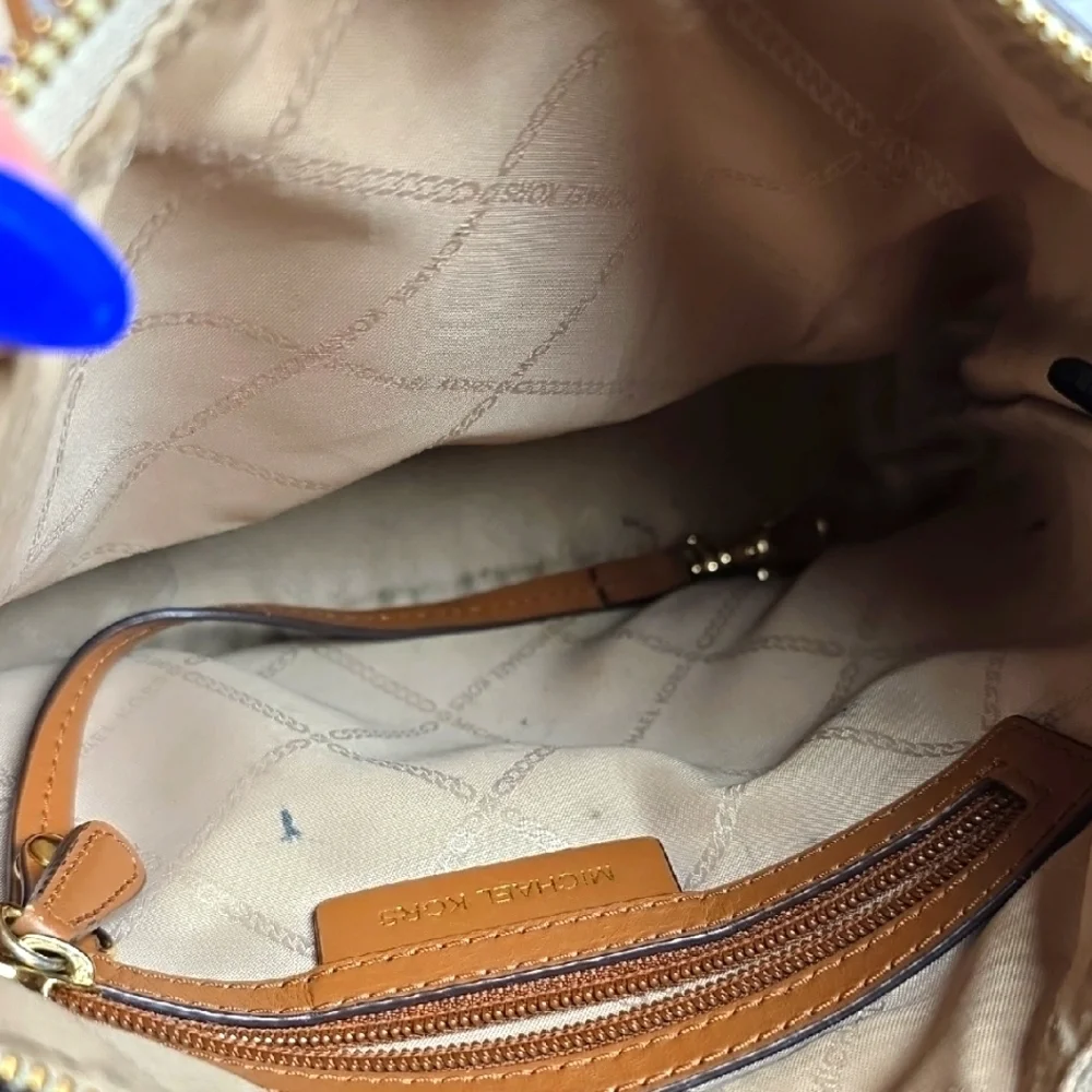 MICHAEL KORS VANILLA TAN‎ LOGO BAG LEXINGTON CROSSBODY SHOULDER PURSE GUC - Picture 15 of 16